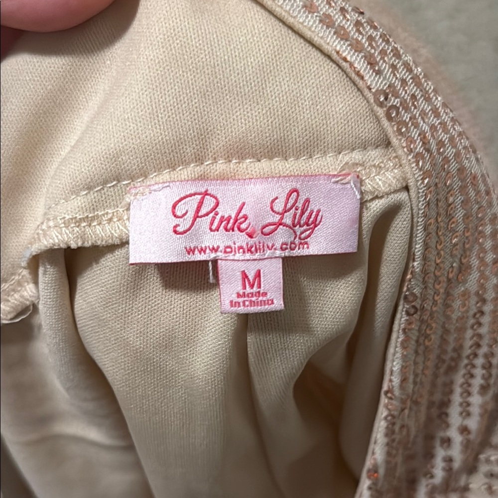 Pink Lily Gold Sequin Flare Pants - Picture 3 of 4